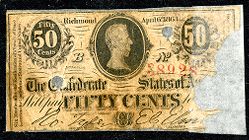 Confederate fifty cent bill